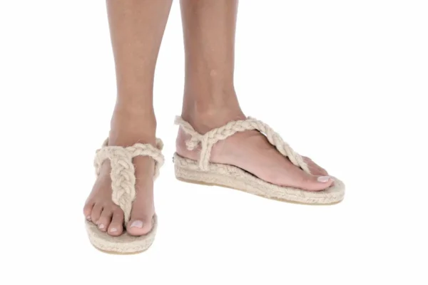 Sandalia trenzada artesanal en yute natural, para mujer